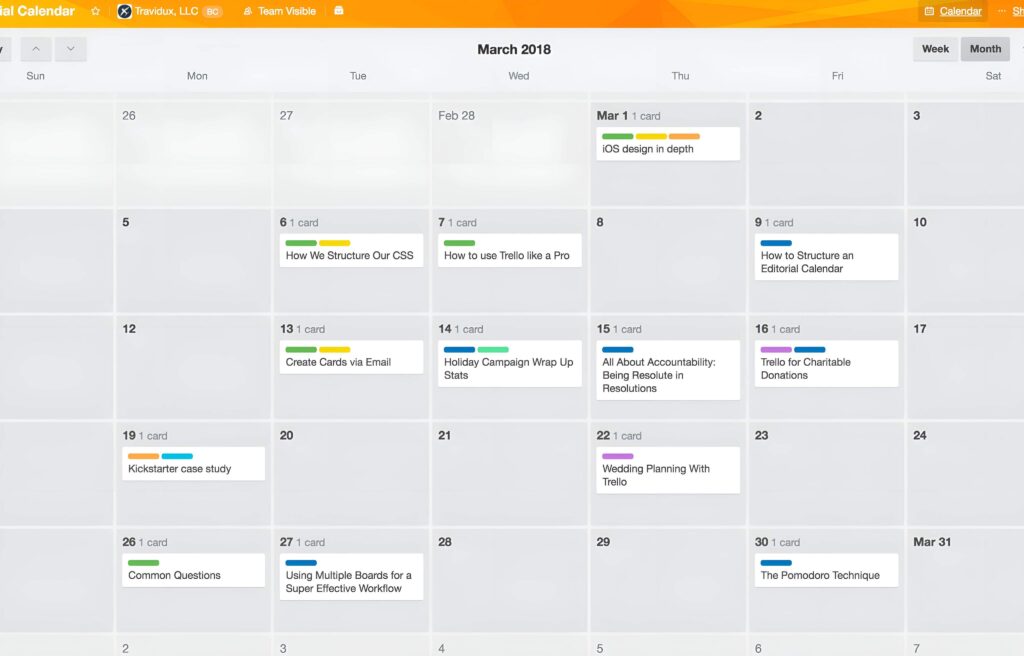 Trello Social Media Calendar