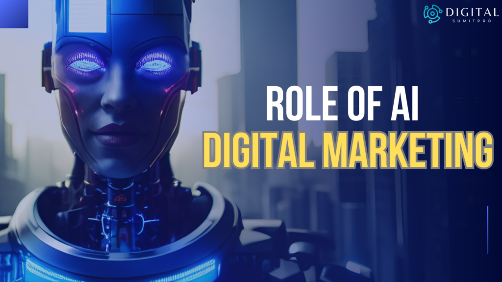 AI in digital marketing with futuristic robot.