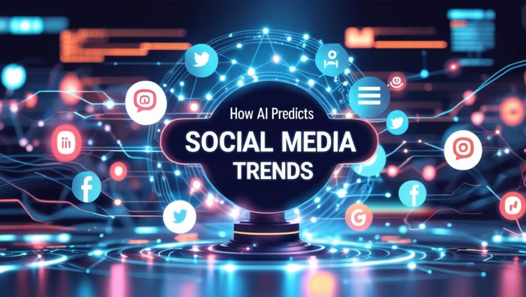 How AI Predicts Social Media Trends - AI algorithms and social icons